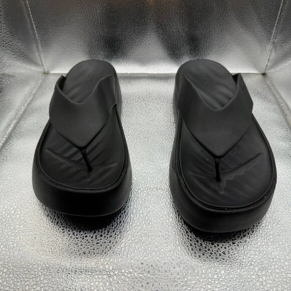 Size 9 Crocs Getaway Black Womens Platform Comfort Slip On Flip Flops Sandal - Picture 4 of 8